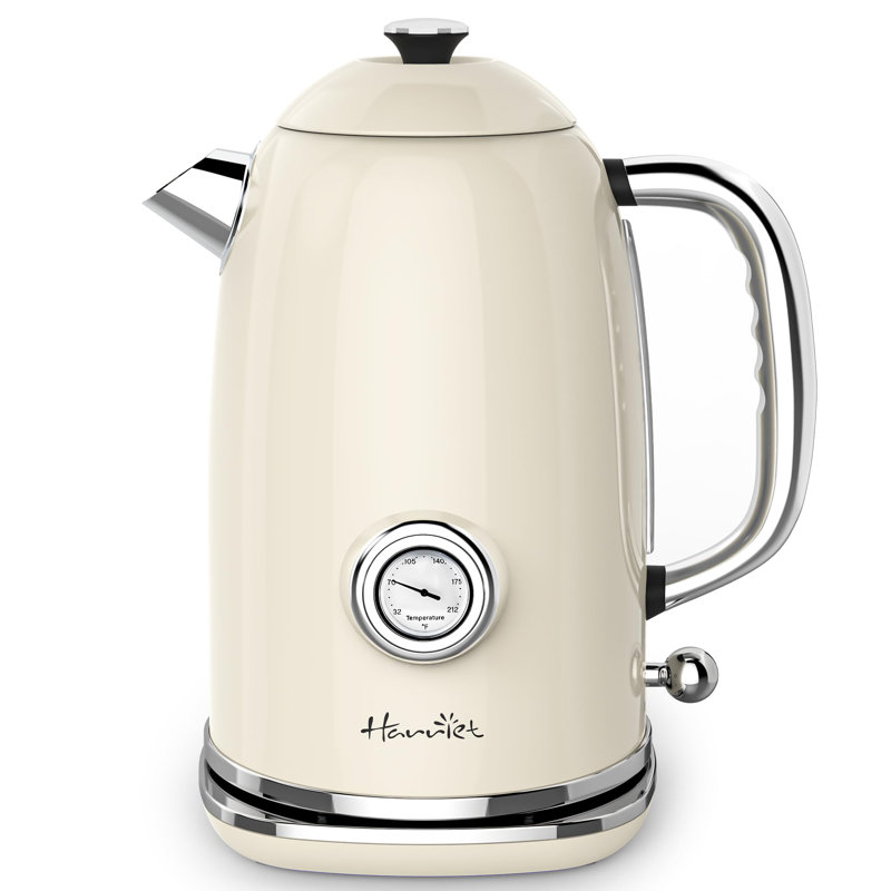 Chauffe-eau électrique 1,8 L avec thermomètre, Blanc beige