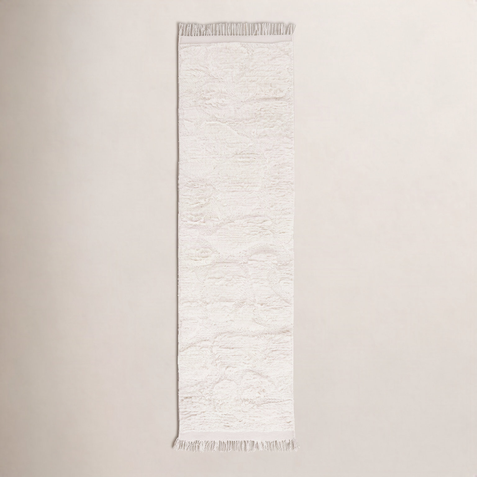 Azreal Ivory Hand-Woven Wool Rug, Runner 2'3" x 8'