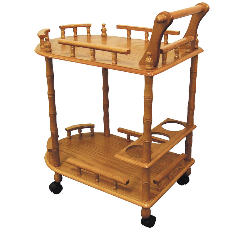 Grande table à vin 29 po en bois à 2 niveaux avec finition chêne