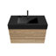 Meuble-lavabo flottant mural moderne 36 po en chêne avec lavabo à surface solide noir mat, tiroirs souples-131320889-131320890