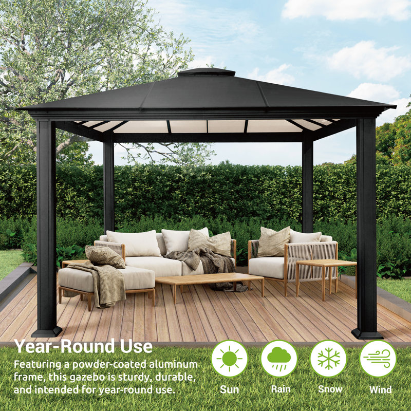 Pavillon de jardin en aluminium Santa Monica, 12 pi x 14 pi