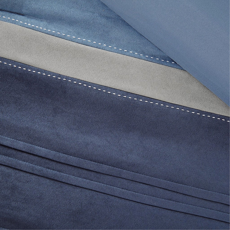Ensemble d'édredon en suédine de style transitionnel 7 pièces avec rembourrage hypoallergénique et facile d'entretien, bleu marine