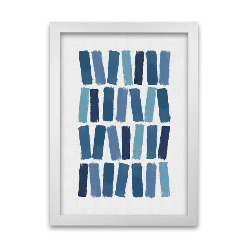Orara Blue Brush Strokes - Print, White Framed, 63cm H x 45cm W x 2cm D