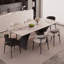 Table de salle à manger rectangulaire moderne de 200 cm (78,74 po) pour 6 à 8 personnes, avec un plateau extra-large de 100 cm (39,40 po) aspect marbre et un piètement géométrique sculptural.