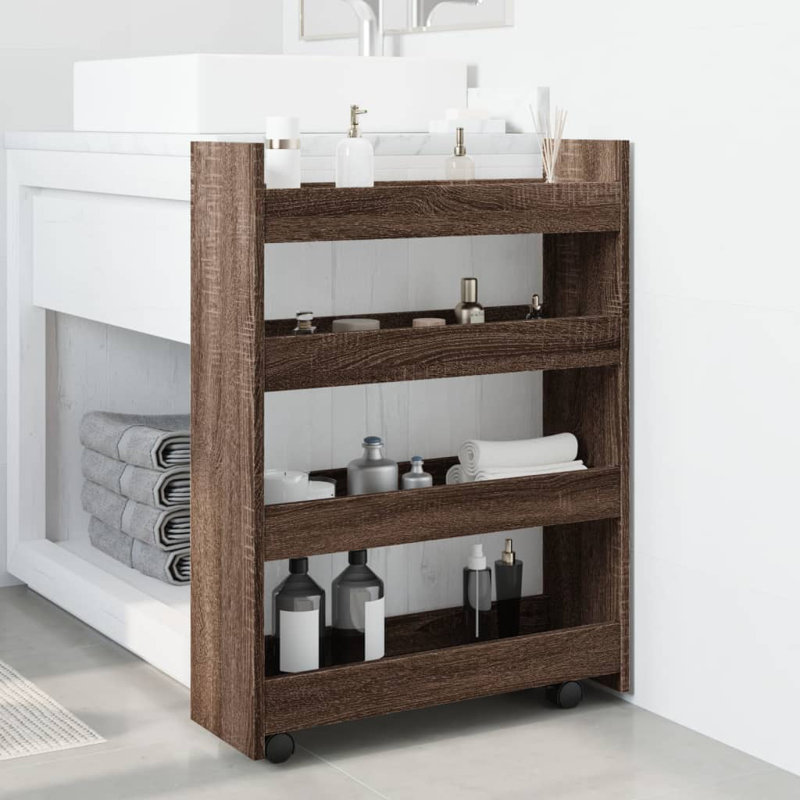 Wood Bar Cart, Brown Oak