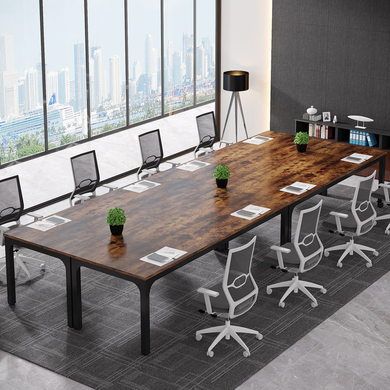 Mareme Rectangular Meeting Table, Rustic Brown