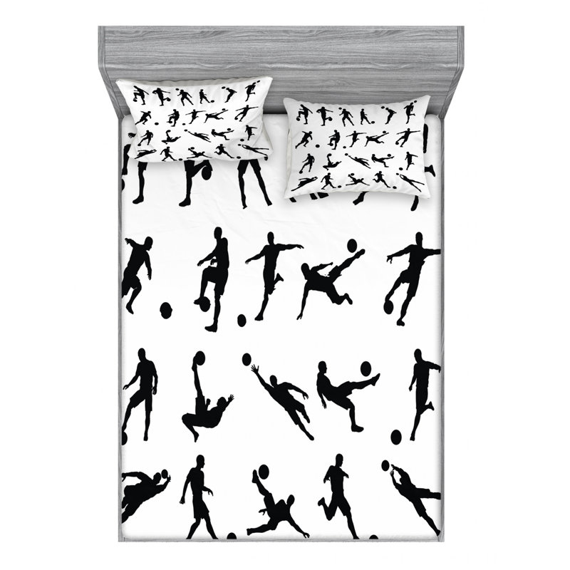 Soccer Microfiber Sheet Set, Queen Sheet Set + Fitted Sheet + 2 Pillowcases