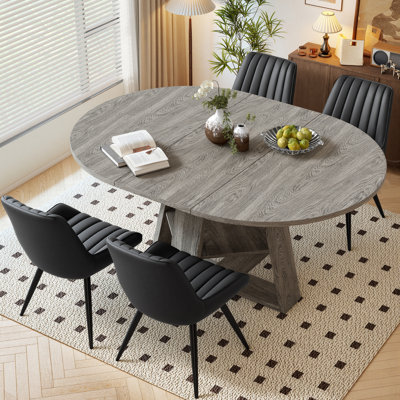 Ensemble de table et chaises de salle à manger extensible ronde à ovale Fecteau