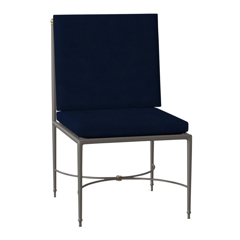 Chaise d'appoint en aluminium Roma, Pas de soudure, Velours indigo