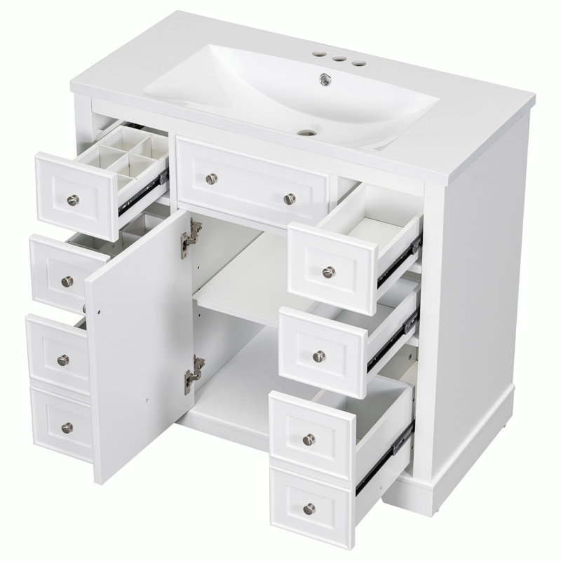 Meuble-lavabo simple 36 po avec comptoir en céramique Mohsan