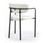Ensemble de 2 chaises de salle à manger en tissu beige avec accoudoirs et pieds en fer noir Bedivere