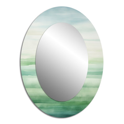 Minimalism Harmonic Horizon Landscape III - Abstract Oval Decorative Mirror On Metal