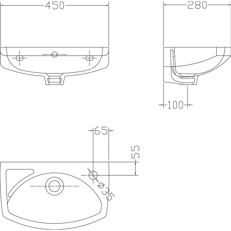 Nuie Melbourne 450mm L x 280mm W White Vitreous China Rectangular Sink with Overflow
