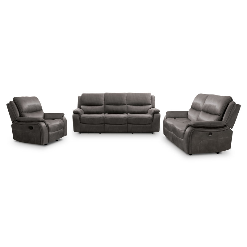Ensemble de canapé inclinable manuel Virtyt, Polyester gris, 2 pièces