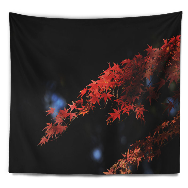 Tapisserie de feuilles abstraites de feuilles d’érable, H 78 po x l 92 po
