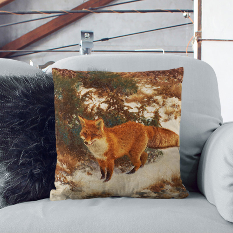 Fox in the Snow Vol.9 Scatter Cushion, 40cm H x 40cm W x 15cm D, White