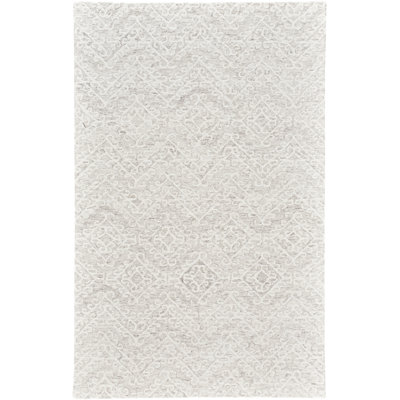 Tapis en laine / coton ivoire / gris clair touffeté à la main Ambee
