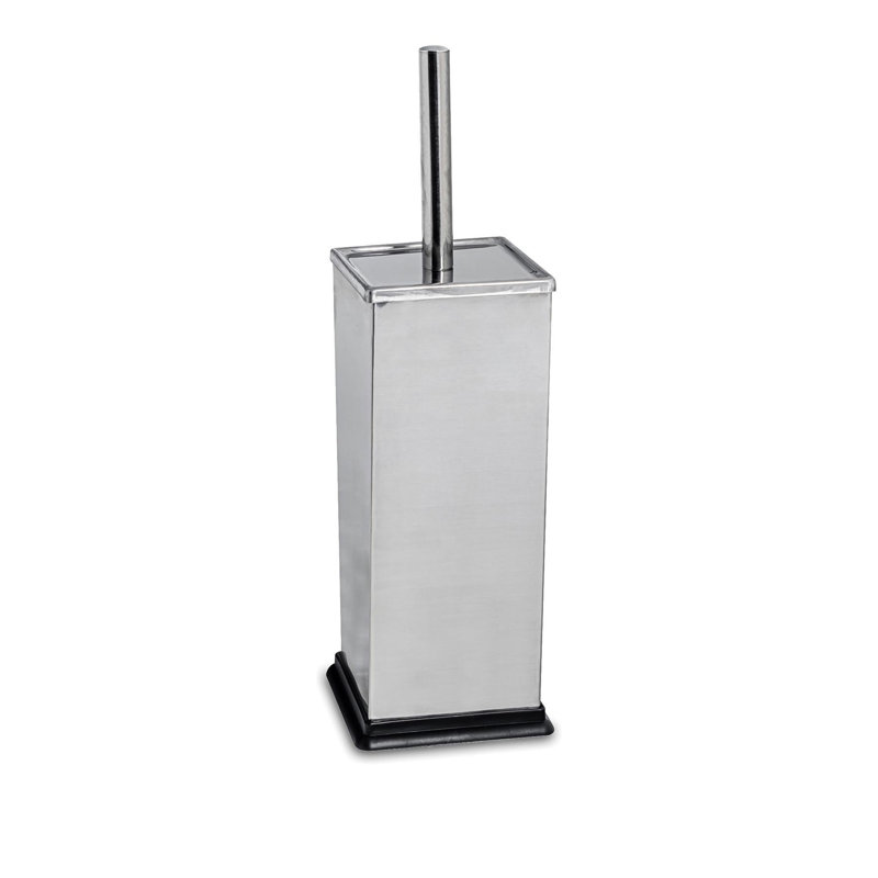 Harbour Housewares Square Toilet Brush and Holder, Chrome