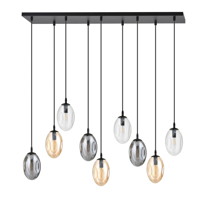 Englewood 9 - Light Black Pendant, Grey/Clear/Gold