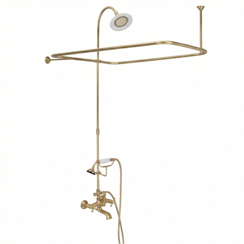 Ensemble de douche à baignoire sur pattes avec douche à main Clawfoot, Laiton satiné
