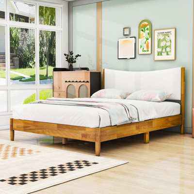 Queen Wooden Upholstered Bed with Headboard