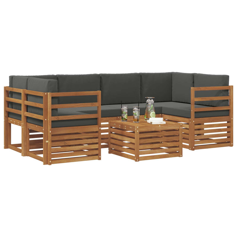  Ensemble de canapé 7 pièces en bois d'acacia massif naturel et anthracite