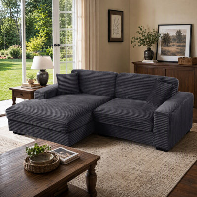 Anquantae 2-Piece Oversized Sectional Chaise Sofa with Comfy Deep Seat