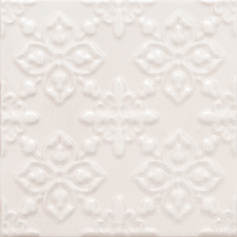 Coat of Arms 6" x 6" Ceramic Patterned Tile, White
