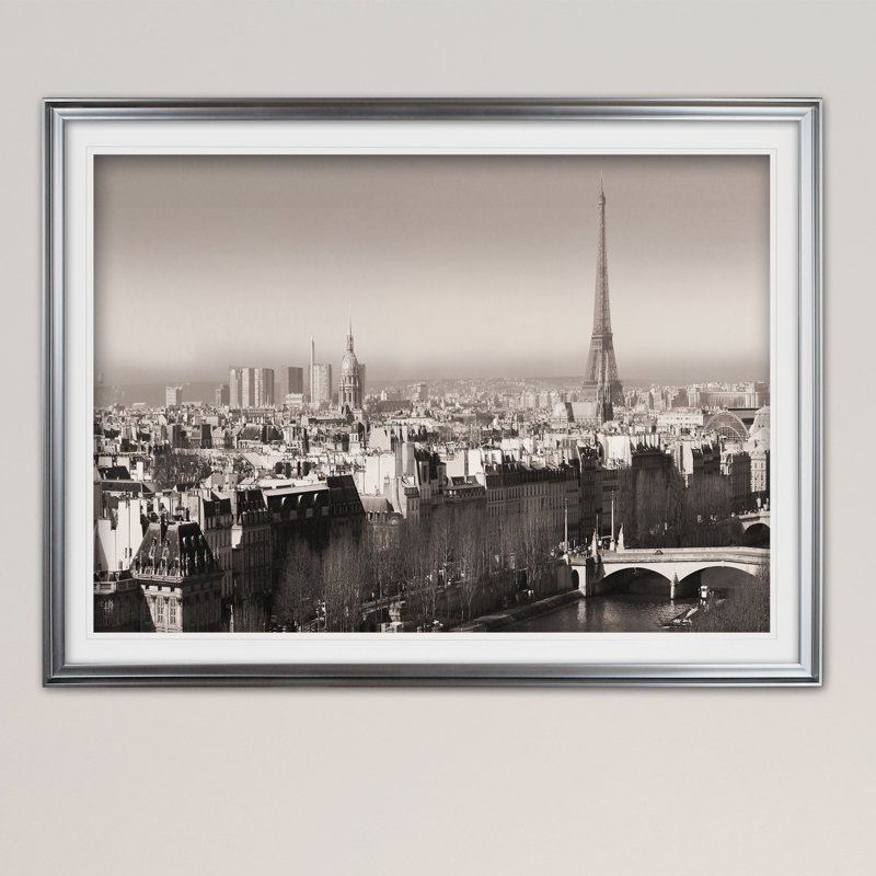 " Paris View Triptych ", Silver, 30" H x 40" W x 1.5" D