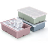Silicone Ice Cube Trays 3 Pack - Large Size Silicone Ice Cube Moulds With Leak Proof Removable Lid Square Ice Cube Tray And BPA Free For Cocktail,Whiskey, Stackable Flexible Ice