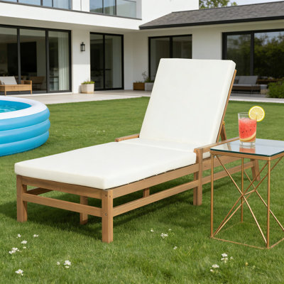 Outdoor Chaise Lounge Patio Reclining Chair With Cushion