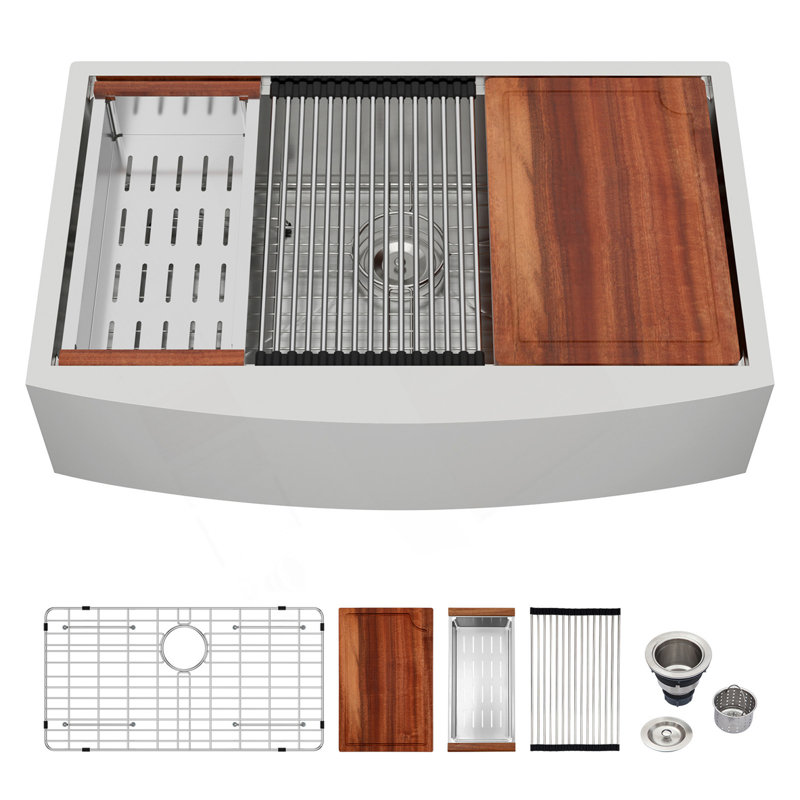 30 Farmhouse Sink Workstation - 30*21*9 Inch Kitchen Sink Stainless Steel 16 Gauge Apron Front Kitchen Sink