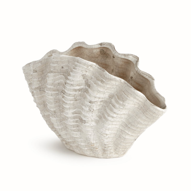 Seashore Handmade Clay Table Vase, 6" H x 9.25" W x 4" D