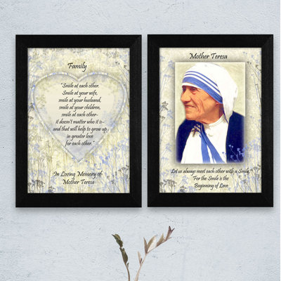 Family - Mother Teresa Quotes by Kathryn Barnes - 2 Piece Single Picture Frame Textual Art