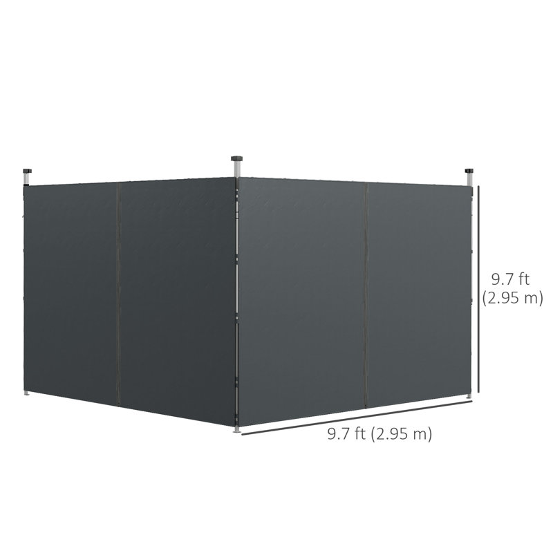 Paroi latérale en tissu gris Outsunny
