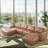 Modern Leather 6-Piece Classic U shaped Sleeper Sectional with Two Large Ottomans Chaise-1777925690