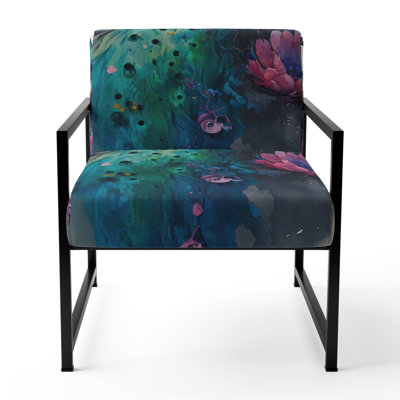 Cute Peacock Floral Art I - Upholstered Glam Arm Chair, Peacock Art Accent Chair
