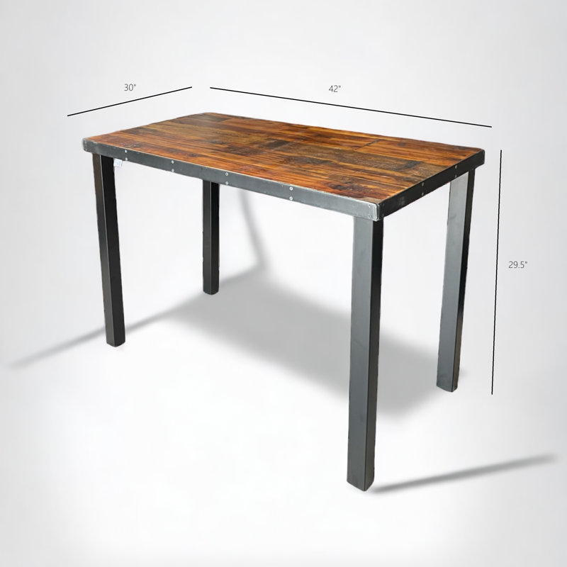 Bureau industriel en bois récupéré, H 29,5 po x l 42 po x P 30 po
