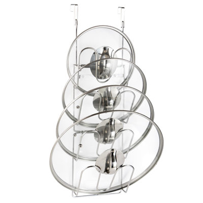 Rust-Resistant Stainless Steel Pot Lid Holder - Adjustable 1-Shelf Hanging Organizer For Cabinet Doors - Durable, Easy Installation, Ideal For Cookwar