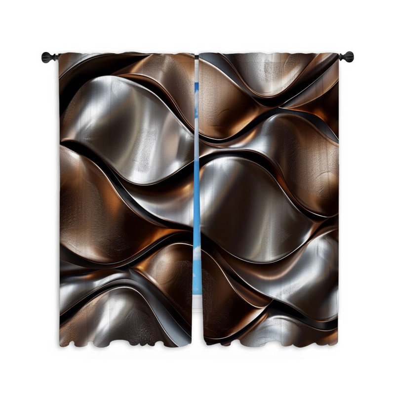 Wavy Surface Visual Room Darkening Curtain Pair, 40" W x 54" L