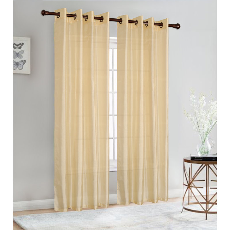 Diredra Polyester Semi-Sheer Curtains, Beige