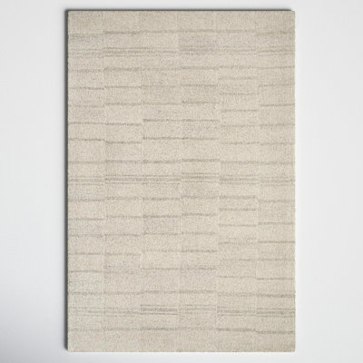 Rectangle Demie Striped Handmade Tufted Wool Area Rug in Gray/Beige