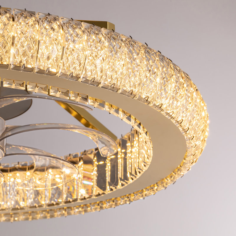  Waynetta 22" Dimmable Crystal Ceiling Fan with LED Lights