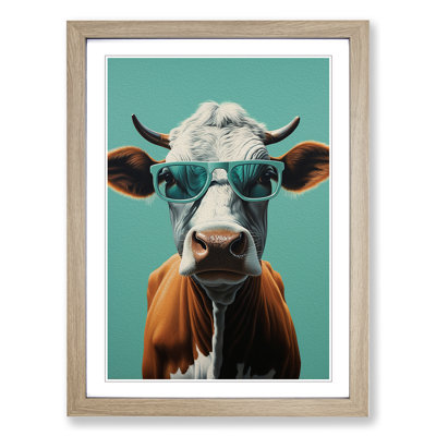 Cow With Glasses Painting Framed Print