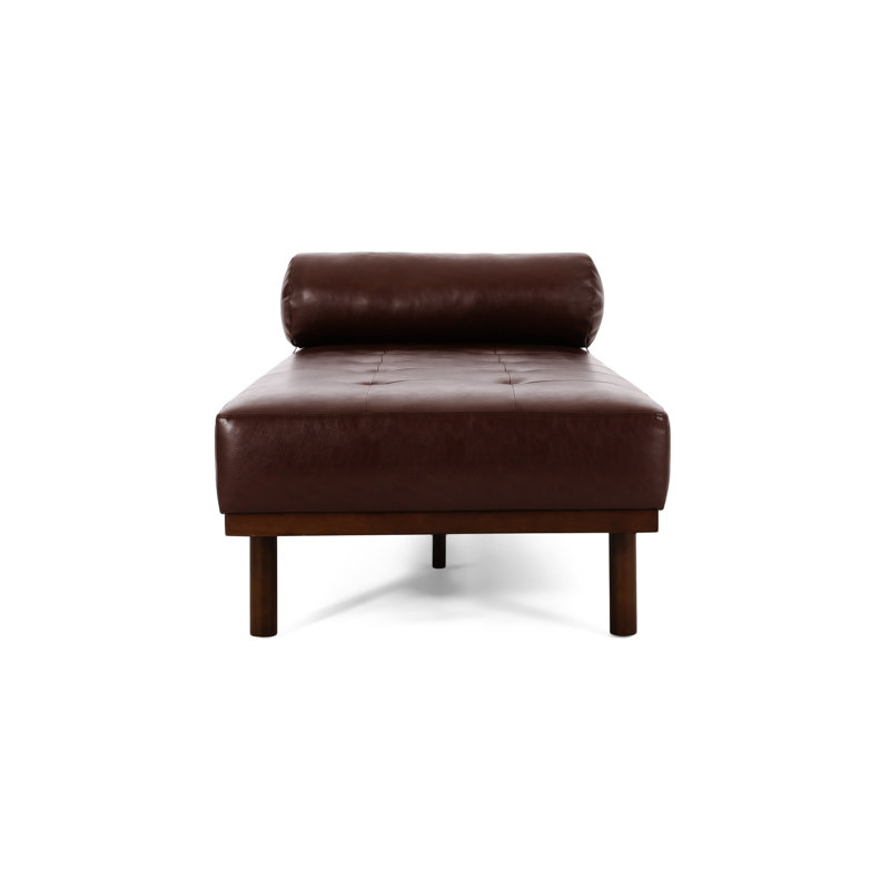 Chaise longue sans accoudoirs Asya, Similicuir brun