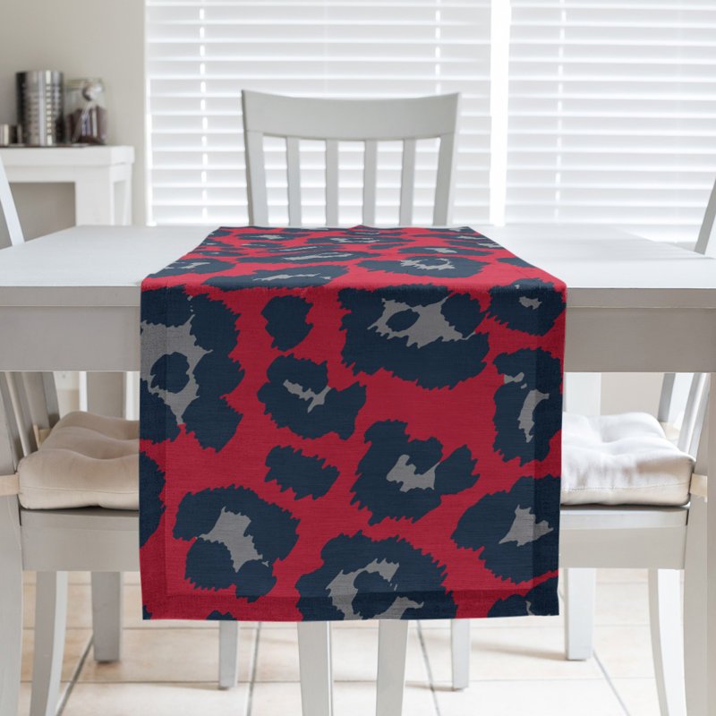 Animal Print Table Runner, 72" x 16", Red
