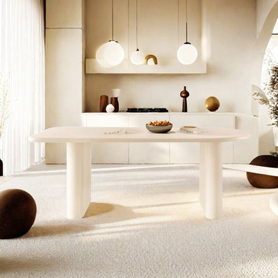 Table de salle à manger en bois massif de style français French Cream