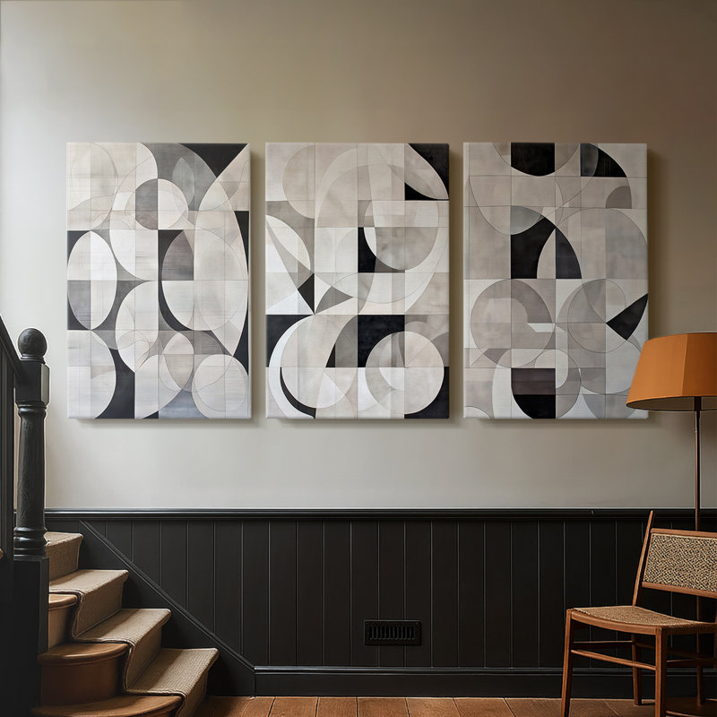 ABSTRACT Series XL III - Toile tendue avec châssis sur mesure - 3 pièces, H 27 po x l 54 po