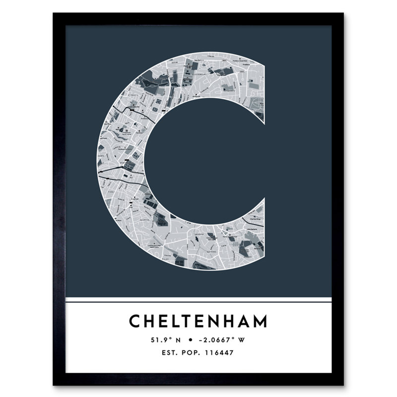 Cheltenham City Map Cheltenham Navy - Single Picture Frame Typography