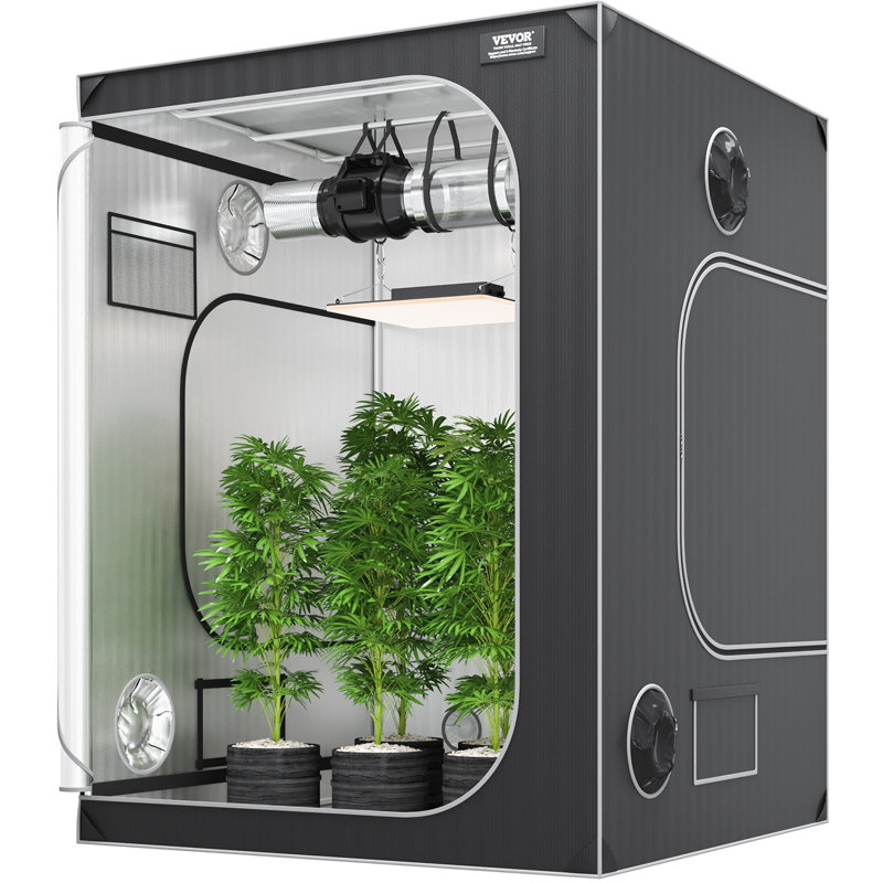 VEVOR 5x5 Black and Gray Steel Frame Hydroponic Grow Tent